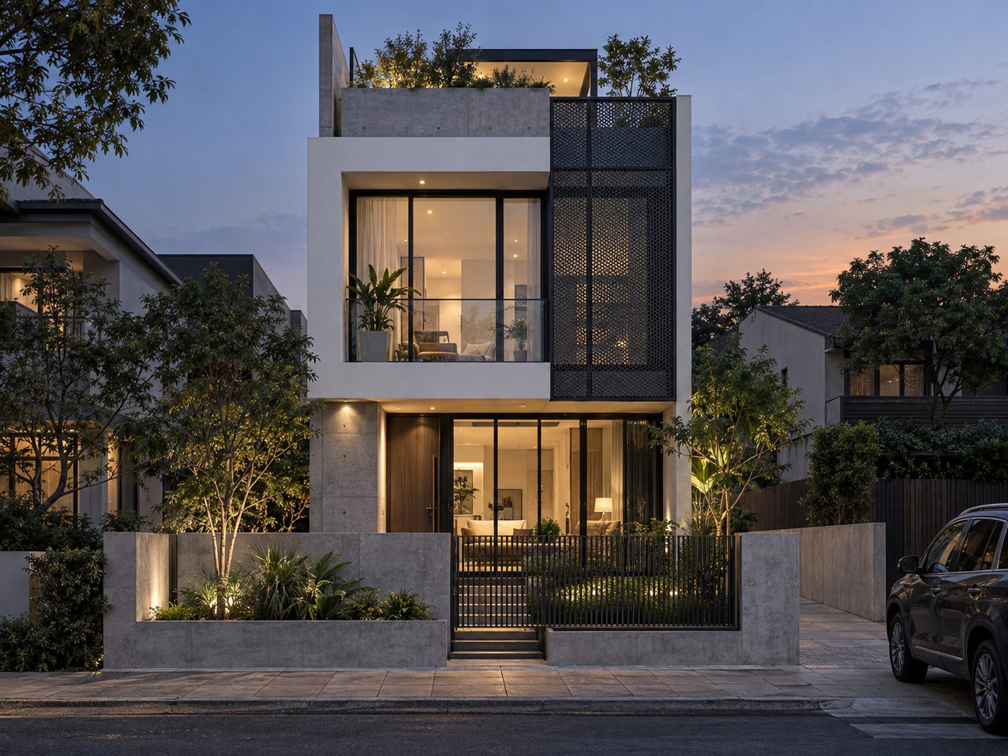 Nhà phố 3 tầng tối giản